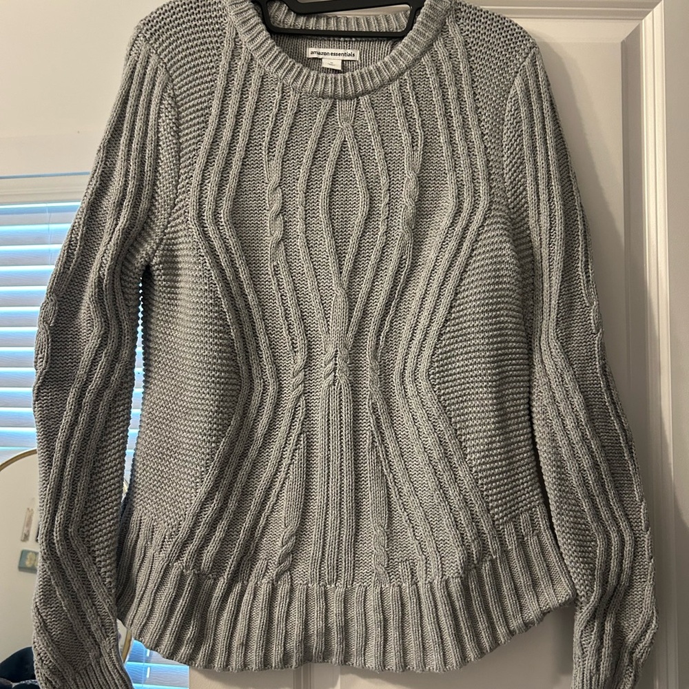 Amazon Essentials Light Gray Textured Sweater - image 1